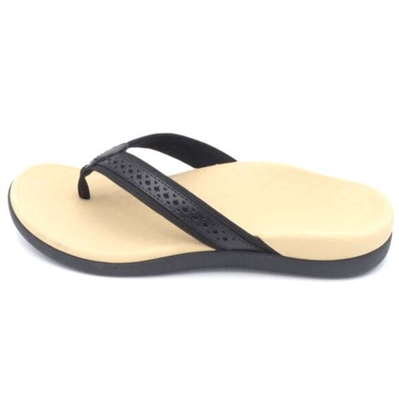Vionic Leather Thong Sandals Tide Sally Black - Medium - Picture 3 of 5